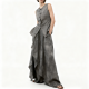 Grey Sleeveless Asymmetric Maxi Dress