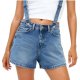 Light Blue Denim Suspender Shorts with Adjustable Straps