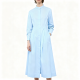 Light Blue Long-Sleeve Shirt Midi Dress